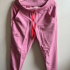 FIGS Women’s Zamora Joggers - Petite Medium in color Chalk Pink